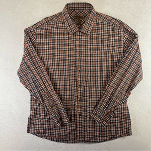 Pronto Uomo Blue Men’s XXL Orange Checkered Plaid Button-Up Collared Shirt
